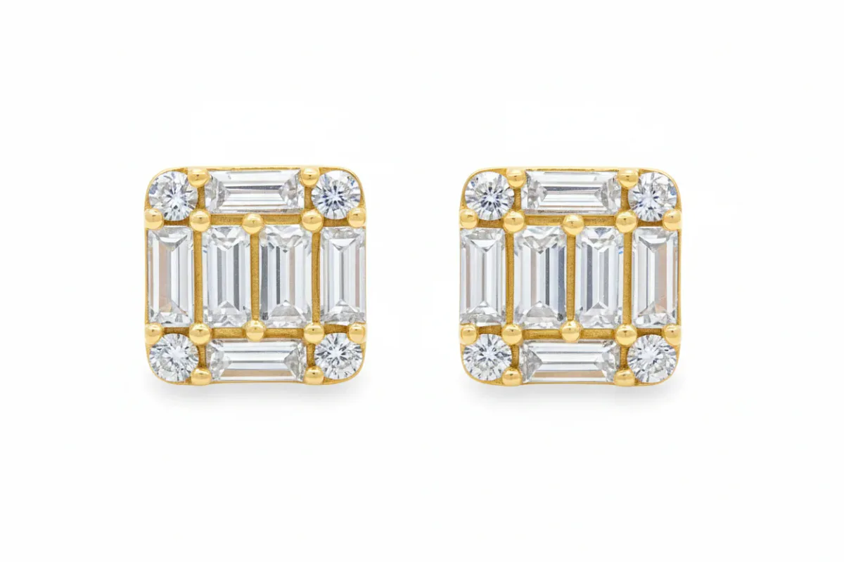ANNA - UNITED 18K Gold Baguette Diamond Earrings 66732 in Yellow Gold – Earrings