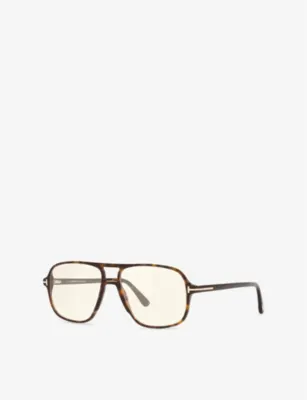 TOM FORD FT5737 Aviator-Frame Tortoiseshell Acetate Optical Glasses detail 2