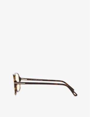 TOM FORD FT5737 Aviator-Frame Tortoiseshell Acetate Optical Glasses detail 3