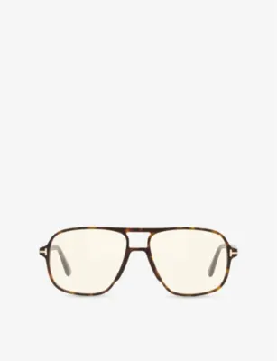TOM FORD FT5737 Aviator-Frame Tortoiseshell Acetate Optical Glasses