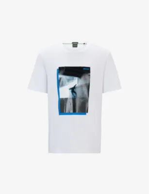 BOSS Skate artwork-print relaxed-fit stretch cotton-blend T-shirt - DARK BEIGE detail 2
