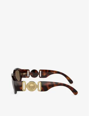 VERSACE VE4361 Rectangle-Frame Tortoiseshell Acetate Sunglasses in Brown, additional product view 3