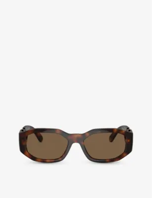 VERSACE VE4361 Rectangle-Frame Tortoiseshell Acetate Sunglasses