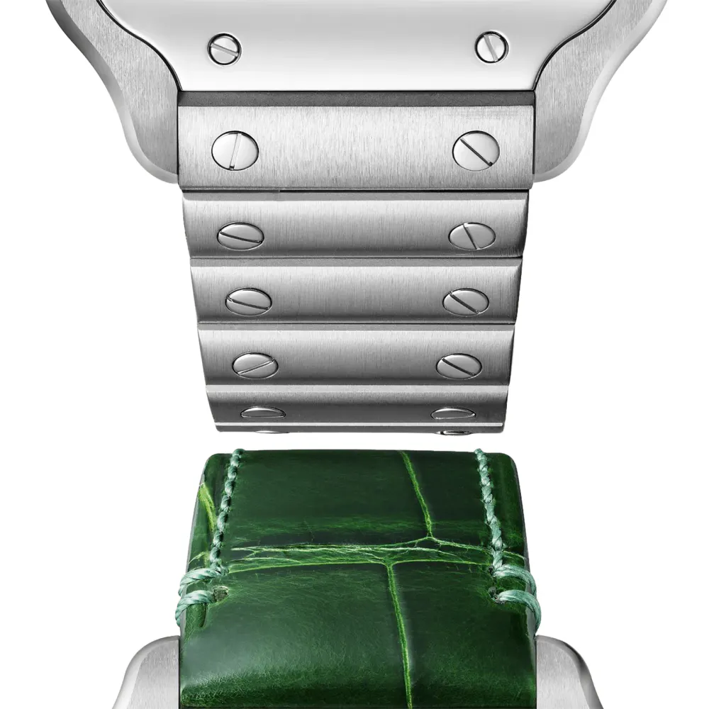 Cartier Santos de Cartier Watch, Medium Model, Steel, Automatic, Interchangeable Leather Strap detail 2