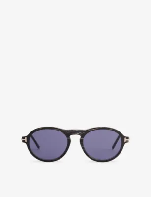 TOM FORD FT1374 Round-Frame Horn and Acetate Sunglasses
