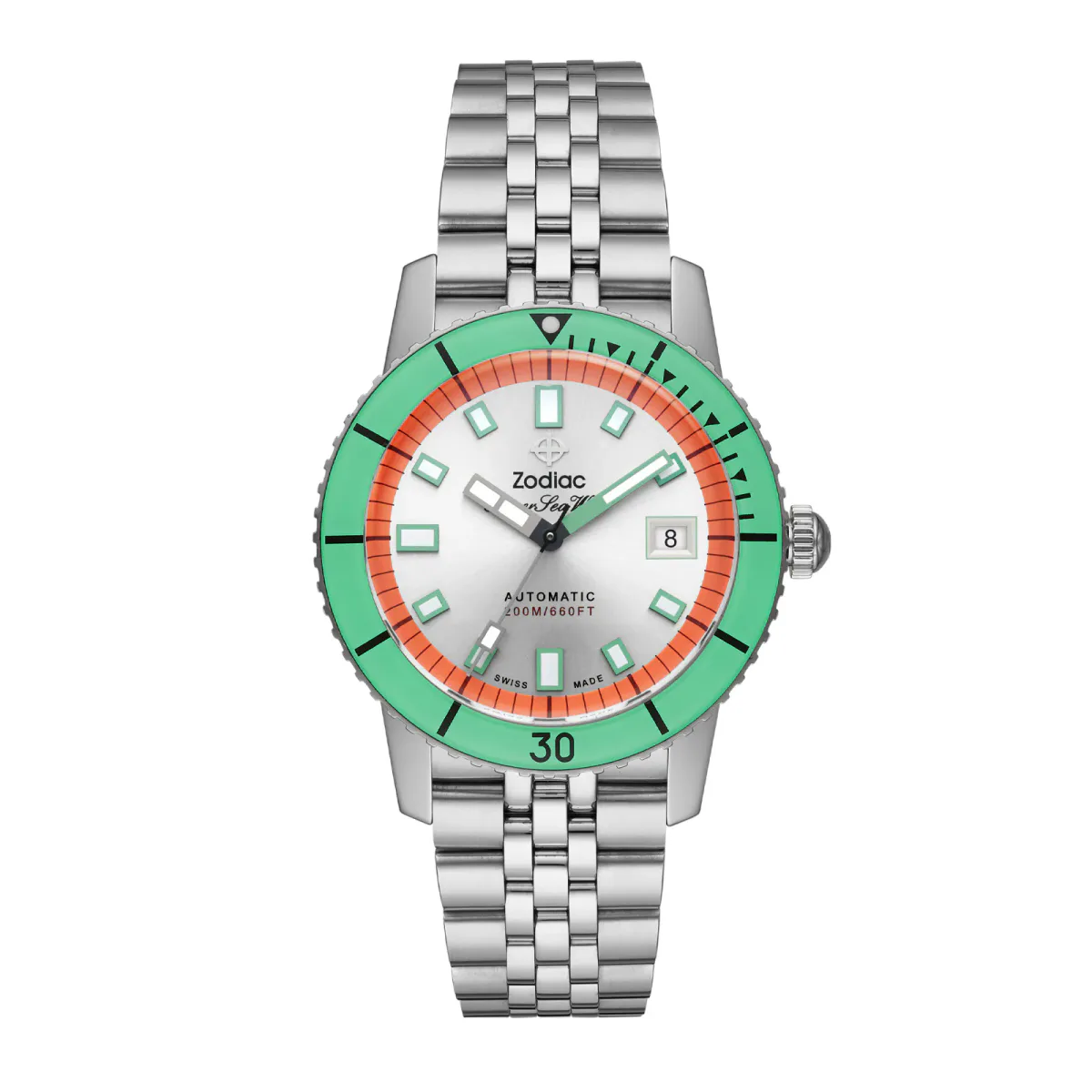 Zodiac Super Sea Wolf Compression Diver Automatic Stainless Steel Watch