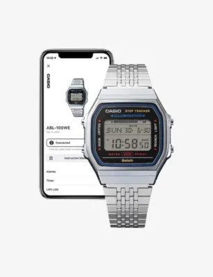 CASIO Vintage ABL-100WE-7AEF Stainless-Steel Digital Watch 37.9m in SILVER AND WHITE, additional product view 2