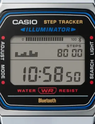 CASIO Vintage ABL-100WE-7AEF Stainless-Steel Digital Watch 37.9m in SILVER AND WHITE, additional product view 3