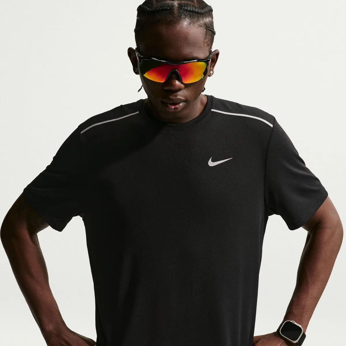 For Him Nike DriFit Miler Running Top Mens in Black, additional product view 3