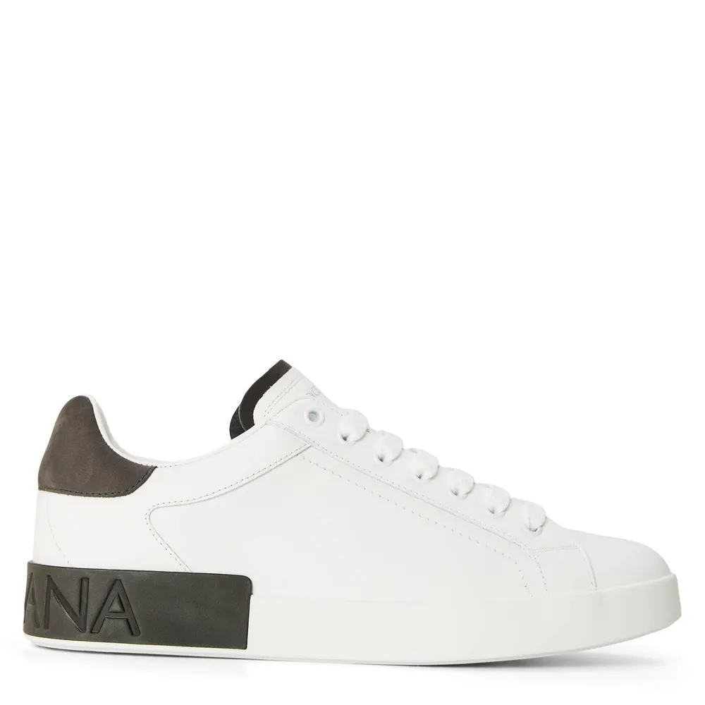 Dolce and Gabbana Men's Logo Portofino Leather Low-Top Trainers