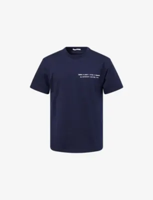 GIVENCHY Crewneck Text-Logo Cotton T-Shirt - BEIGE in NAVY – Mens | Tops & t-shirts | T-Shirts | Plain T-Shirts