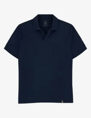 BOGGI MILANO Jacquard-Collar Stretch Cotton-Blend Polo