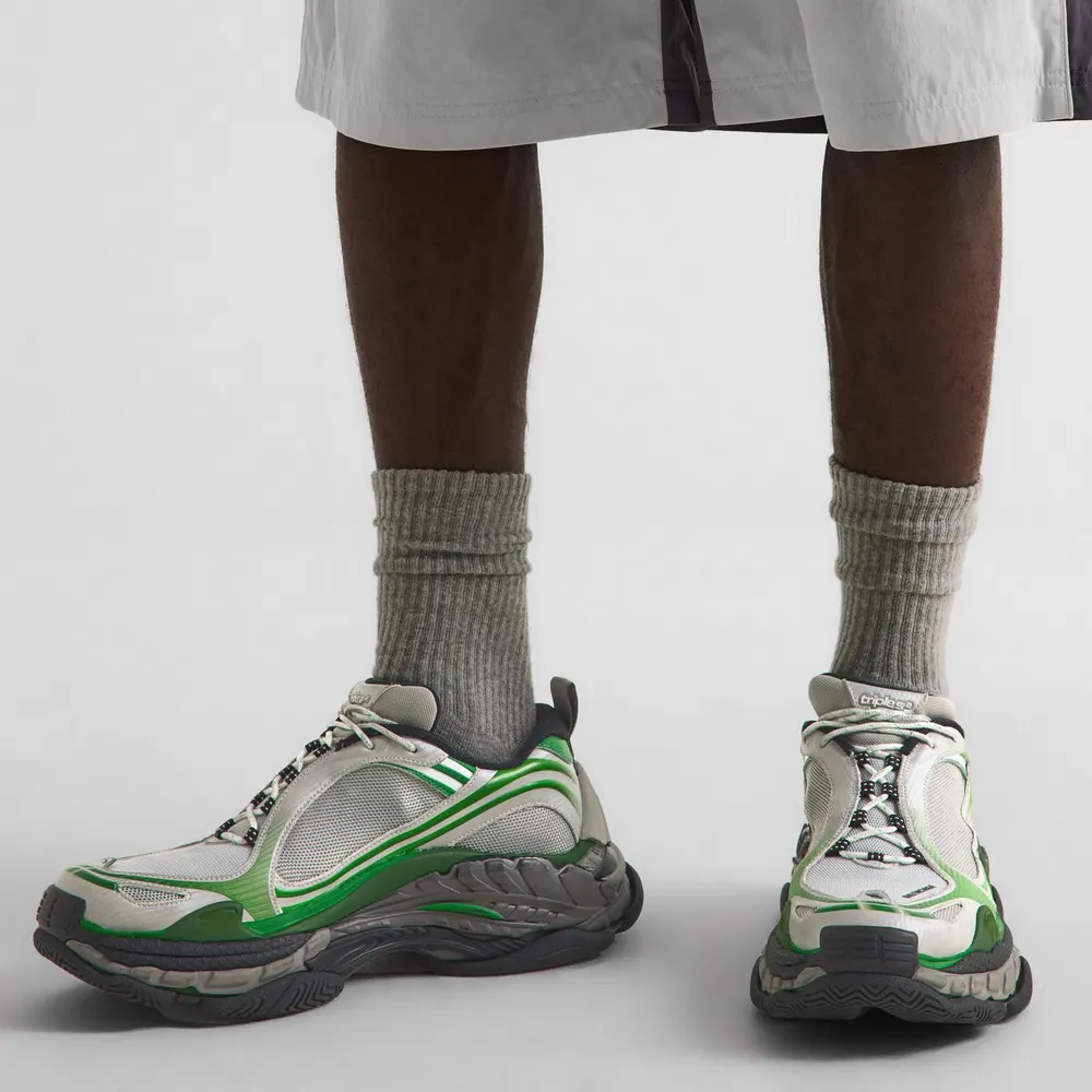 Balenciaga Men's Chunky Trainers in Grey/Green, additional product view 3