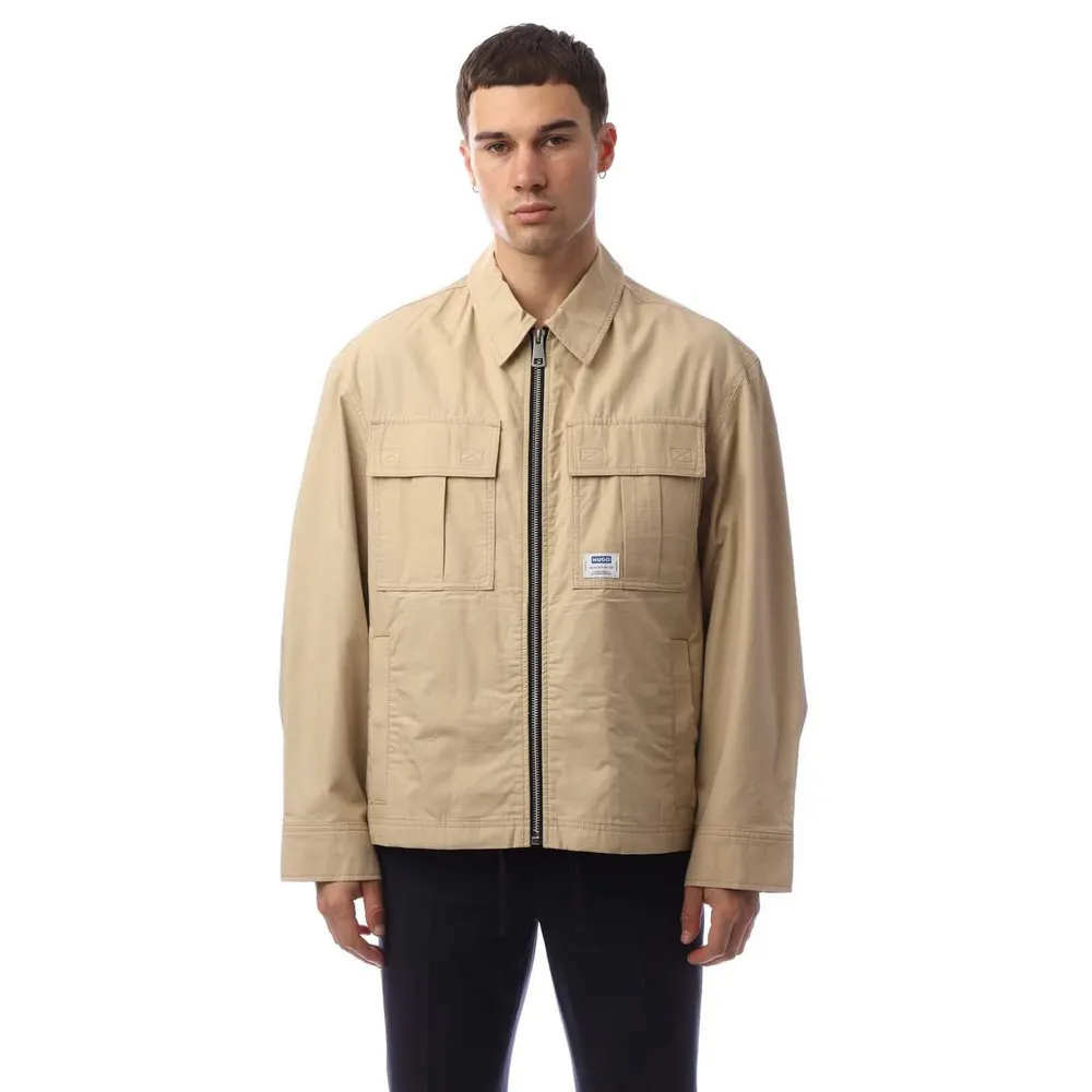 Hugo Bino2511 Logo Label Jacket in Beige – Clothing