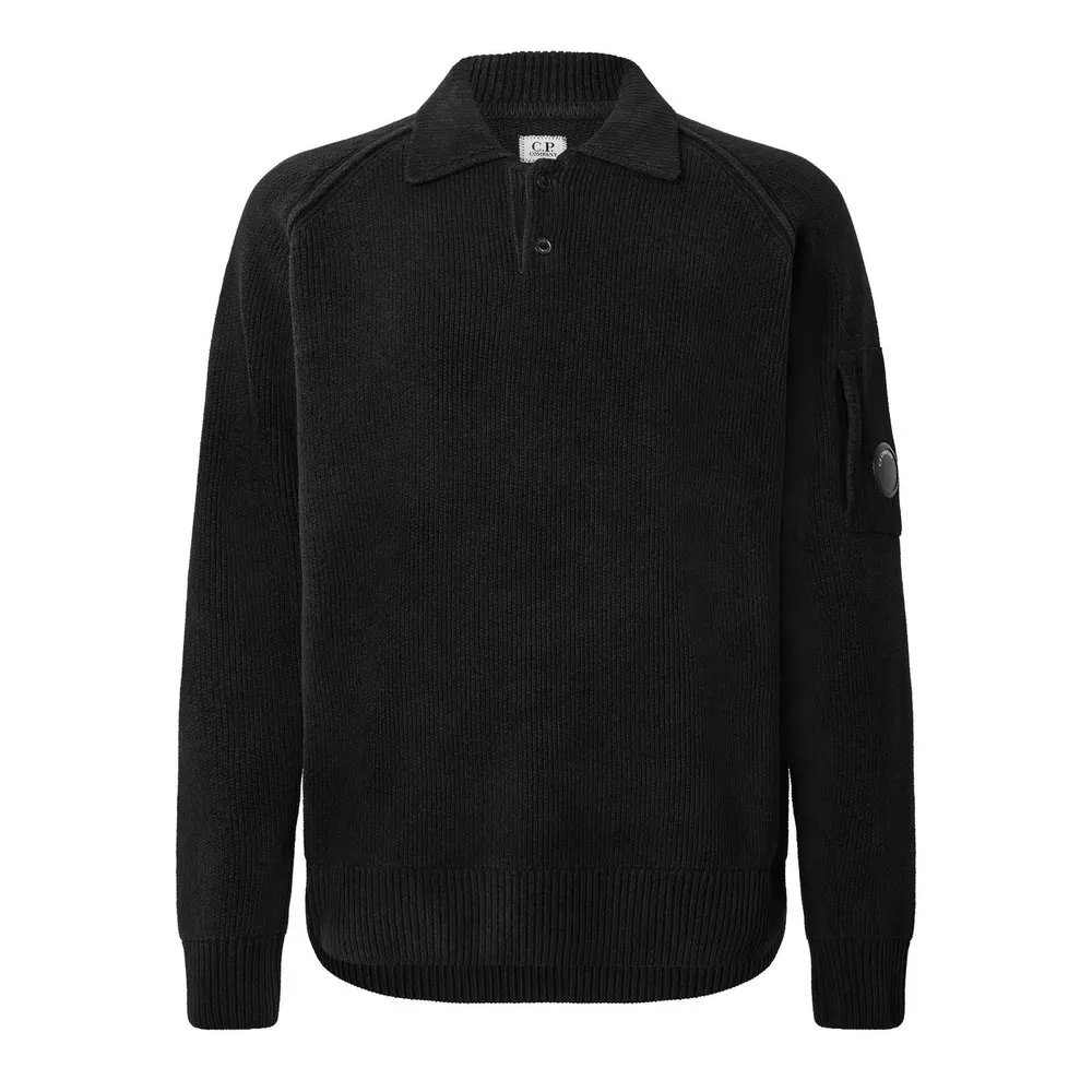 CP Company Men's Cotton Chenille Long-Sleeve Polo Shirt