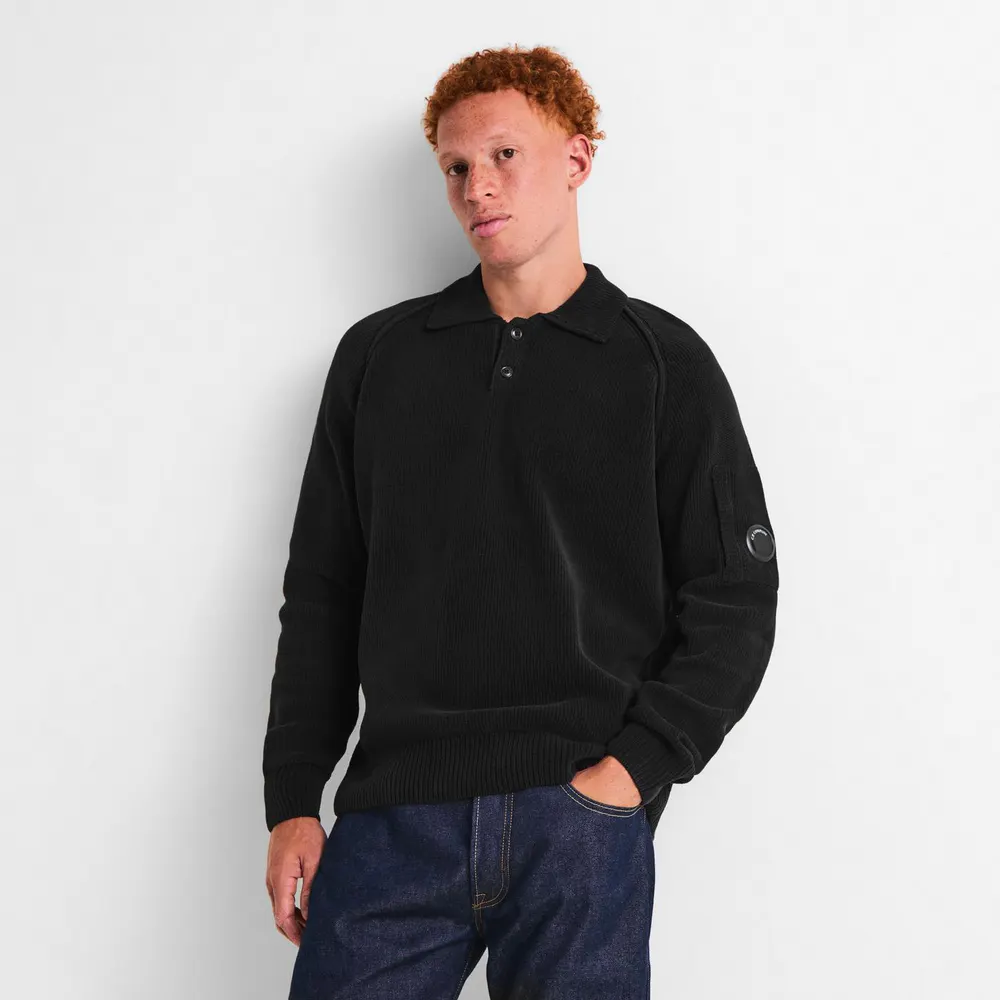 CP Company Men's Cotton Chenille Long-Sleeve Polo Shirt detail 3