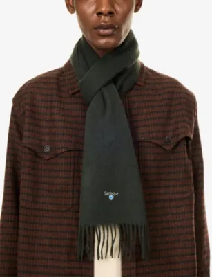 BARBOUR Brand-Patch Wool Scarf detail 2