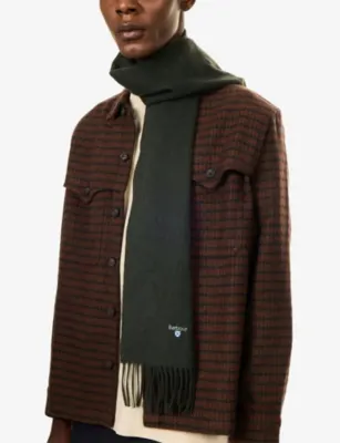 BARBOUR Brand-Patch Wool Scarf detail 3