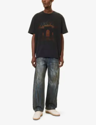 1886 Dirty-Wash Curved-Seam Denim Jeans detail 2
