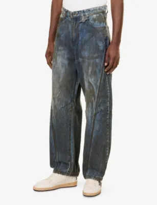 1886 Dirty-Wash Curved-Seam Denim Jeans detail 3
