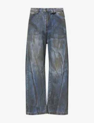 1886 Dirty-Wash Curved-Seam Denim Jeans