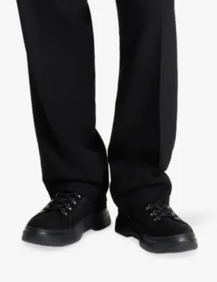 HUGO Lace-Up Suede and Canvas Boots - EUR 46 / 12 UK MEN in BLACK, additional product view 2