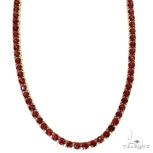 PIA - For Him GEMSTONES 10 Pointer Red Sapphire Tennis Chain 69031 in Yellow – Necklaces
