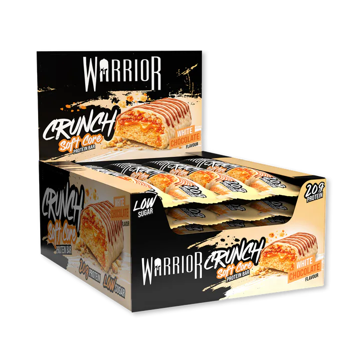 Warrior Crunch High Protein Bars White Chocolate Crisp 20g Protein Low Sugar 12 x 64g