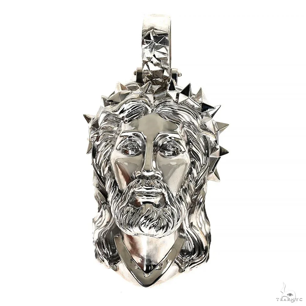 MARYAM - For Him SILVER Silver Spikes Crown Jesus Head Pendant X-Large Size 70025 – Pendant