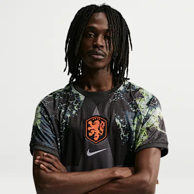 Nike Netherlands 2026 Stadium Goalkeeper Men's Nike Dri-FIT Football Replica Short-Sleeve Shirt - Black/Medium Ash/White