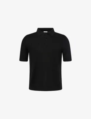 THE ROW Ravi Short-Sleeve Silk, Cashmere And Linen Polo Shirt - BLACK