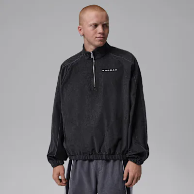 Jordan Flight Men's Corduroy 1/2-Zip Top - Black/Black/Dark Smoke Grey/White