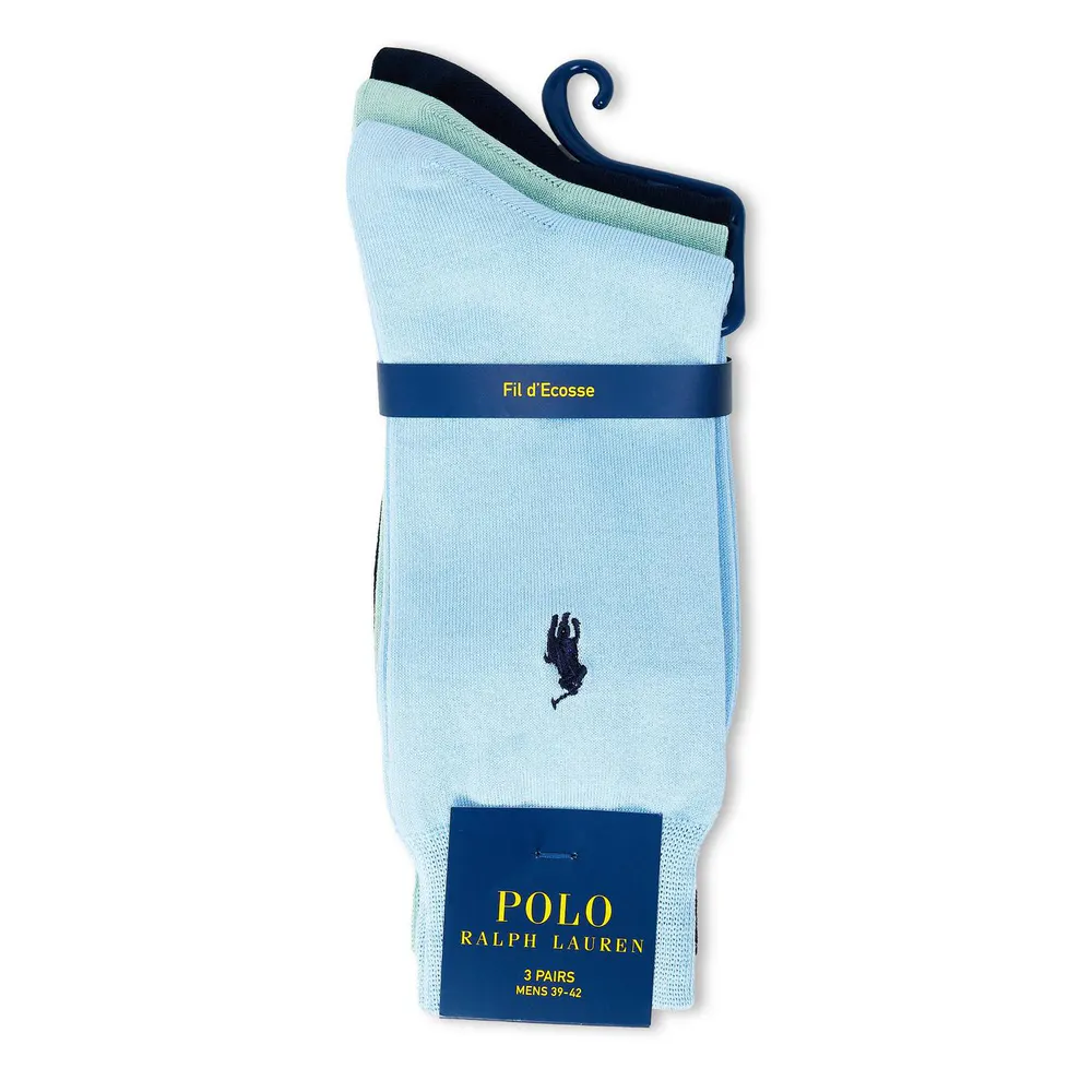 Polo Ralph Lauren Mens 3-Pack Mercerised Cotton Crew Socks