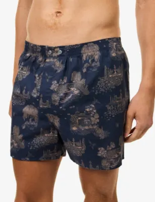 DEREK ROSE Ledbury London Toile Cotton Boxer Shorts detail 3