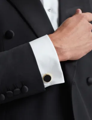 REISS Ardley Onyx Metal Cufflinks in GOLD, additional product view 2