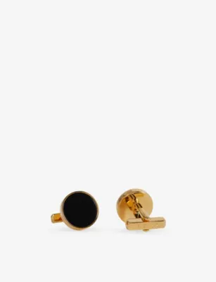 REISS Ardley Onyx Metal Cufflinks in GOLD, additional product view 3