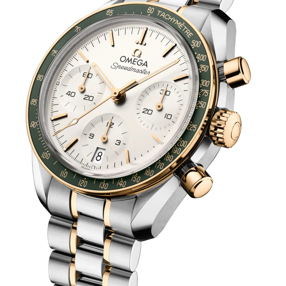 Omega Speedmaster 38mm Mens Silver Dial Moonshine Gold on Steel Watch in Silver, additional product view 2