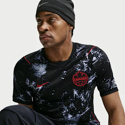 Nike Canada 2026 Stadium Away Men's Nike Dri-FIT Football Replica Shirt - Black/White/University Red