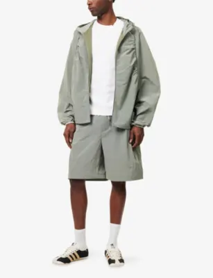 SEVENTH Ofunato Hooded Nylon Windbreaker Jacket in TEA, additional product view 2