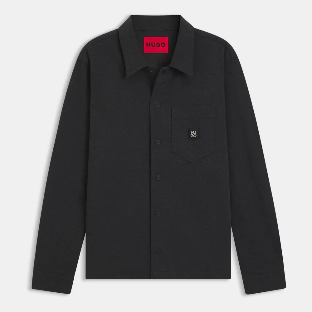 Hugo Men's Enaso Hugo Red Cotton Long-Sleeve Oversized-Fit Shirt
