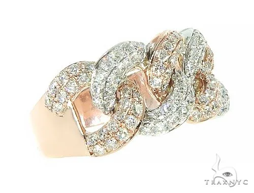 ANNA - CONSCIOUS DIAMONDS Two Tone Diamond Miami Cuban Link Ring 65823 in Ros and White / 7 – Ring