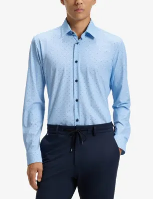BOSS Long-Sleeved Slim-Fit Stretch-Jersey Shirt detail 3