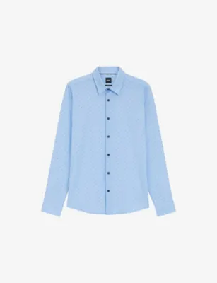 BOSS Long-Sleeved Slim-Fit Stretch-Jersey Shirt