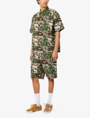 A BATHING APE Patchwork-Print Short-Sleeve Cotton Shirt detail 2