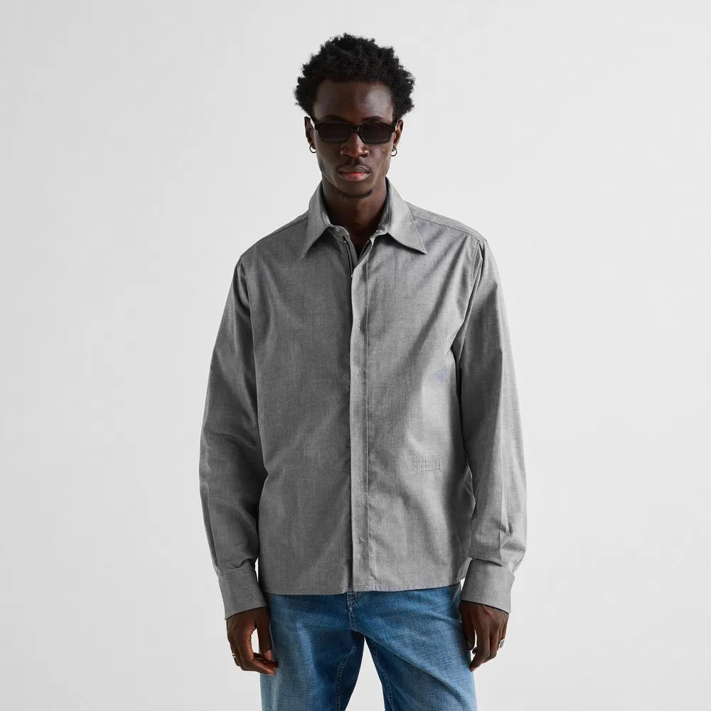 MM6 Maison Margiela Zip Concealed Shirt Jacket in Black, additional product view 3