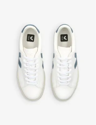 VEJA Campo Logo-Stitched Leather Trainers - EUR 45 / 11 UK MEN in WHITE/NAVY, additional product view 2