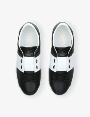 VALENTINO GARAVANI Open Leather Trainers - EUR 40 / 6 UK MEN in BLK/WHITE, additional product view 2