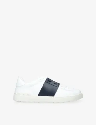 VALENTINO GARAVANI Open Leather Trainers - EUR 40 / 6 UK MEN in White/Navy – Mens | Trainers | Lace up trainers