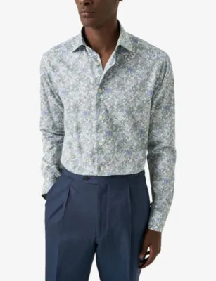ETON Signature Twill Floral-Print Slim-Fit Cotton Shirt detail 2