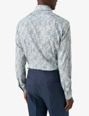 ETON Signature Twill Floral-Print Slim-Fit Cotton Shirt detail 3